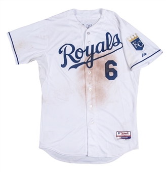 2015 Lorenzo Cain Game Used Kansas City Royals World Series Champions Home Jersey (MLB Authenticated)